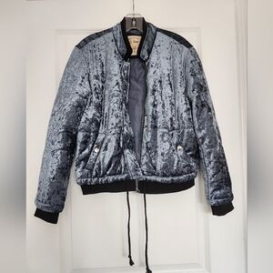 Ci Sono Light Blue Velvet Bomber Jacket size Small
